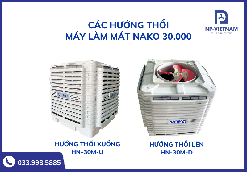 Các hướng thổi xuống và lên của thiết bị