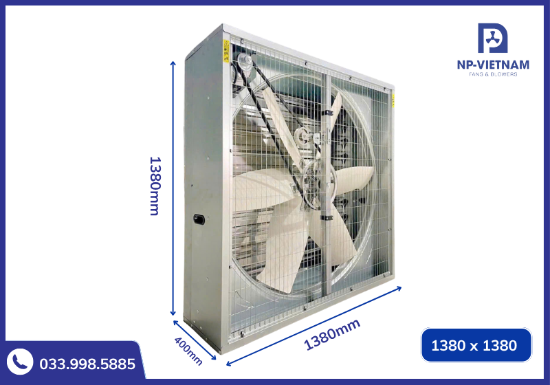 Thông số kích thước chi tiết quạt thông gió vuông cánh POM NAKO