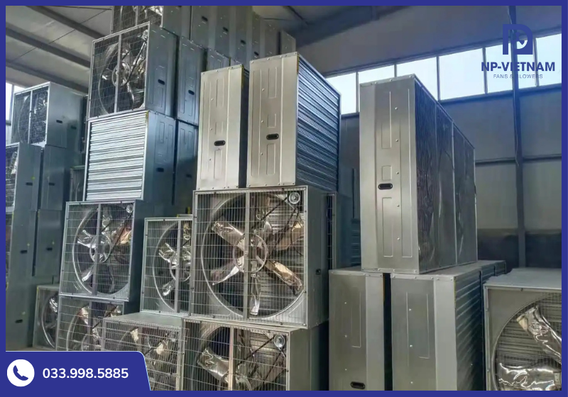 Kho quạt công nghiệp vuông của NP Việt Nam luôn sẵn hàng mọi kích cỡ