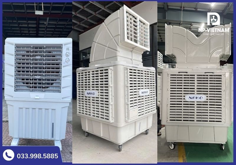 Cận cảnh 3 phân khúc quạt hơi nước chuyên dụng cho nhà rạp với thiết kế trắng sang trọng, vỏ nhựa ABS bền bỉ.