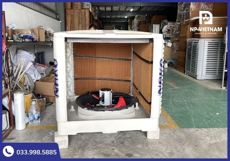 Cấu tạo máy làm mát công nghiệp chất lượng cao với tấm Cooling Pad gỗ sồi và động cơ 100% lõi đồng