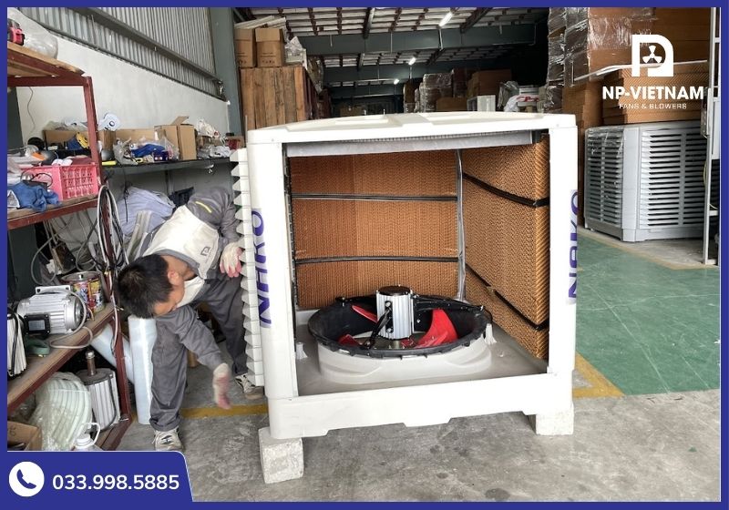 Động cơ lõi đồng 100% chuẩn IP55 giúp máy làm mát không khí hơi nước vận hành bền bỉ và êm ái.