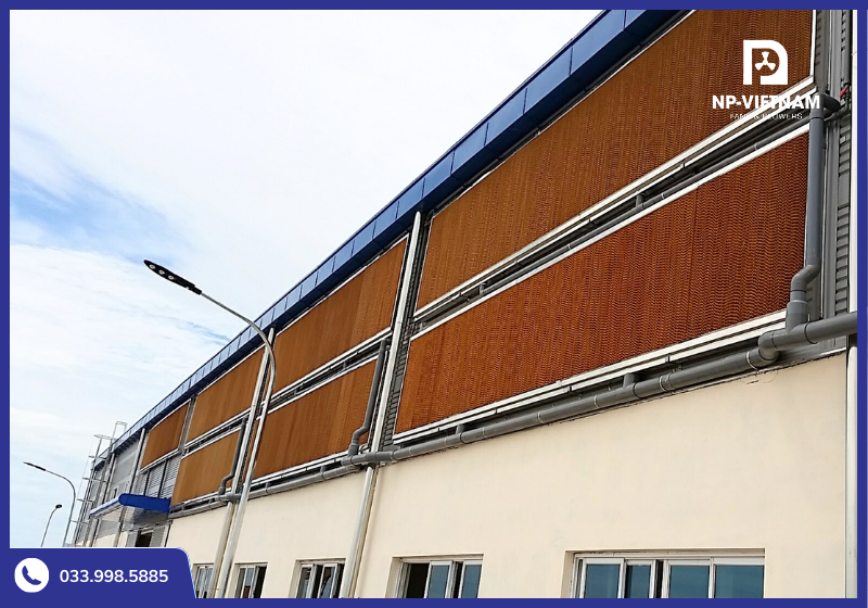 Hệ thống cooling pad giúp làm mát không gian nhà xưởng hiệu quả, tiết kiệm điện năng