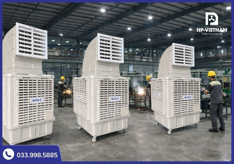 Hệ thống làm mát bằng hơi nước giúp nhà xưởng luôn thông thoáng và mát mẻ.