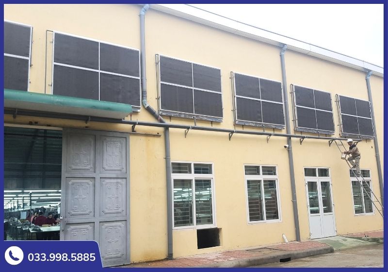 Dàn tấm làm mát HAFUJI màu đen chống rêu được lắp đặt trên tường