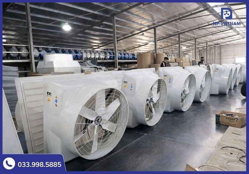Kho hàng NP Việt Nam luôn đầy ắp quạt với nhiều kích cỡ đáp ứng mọi nhu cầu của khách hàng