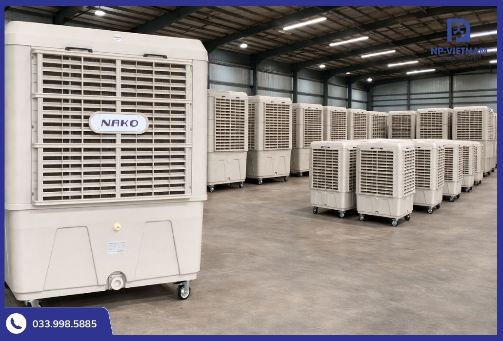 Kho hàng quạt hơi nước công nghiệp tại NP Việt Nam