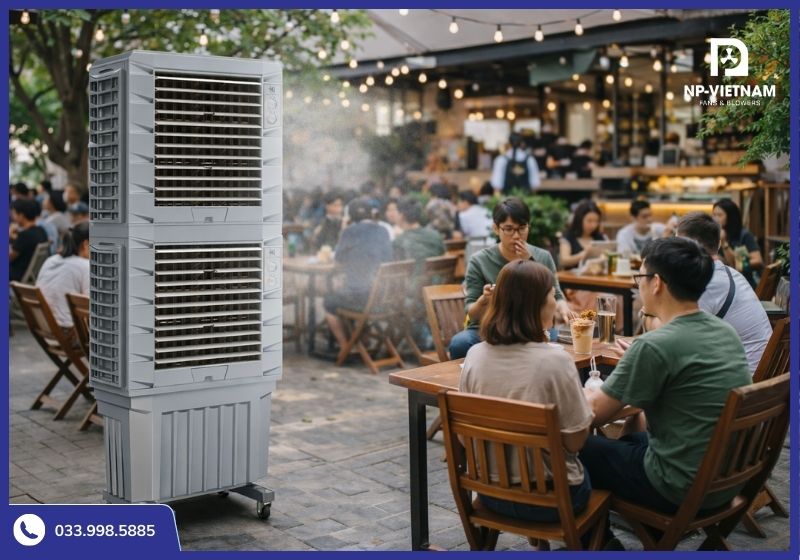 Dự án lắp đặt quạt hơi nước 2 tầng cho quán cafe sân vườn giúp khách có trải nghiệm tốt hơn