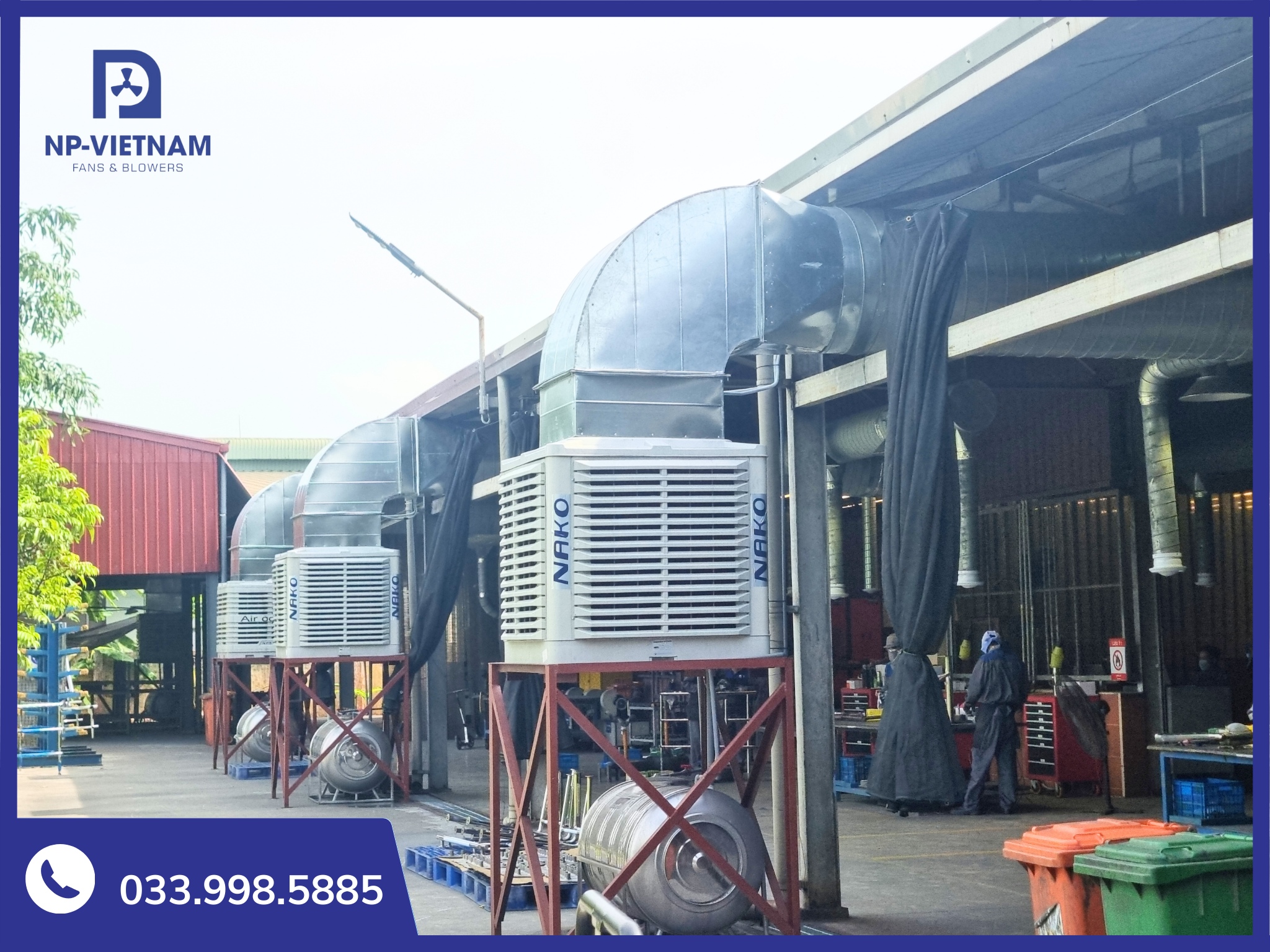 Máy làm mát không khí Air Cooler NAKO lắp đặt theo hướng thổi lên