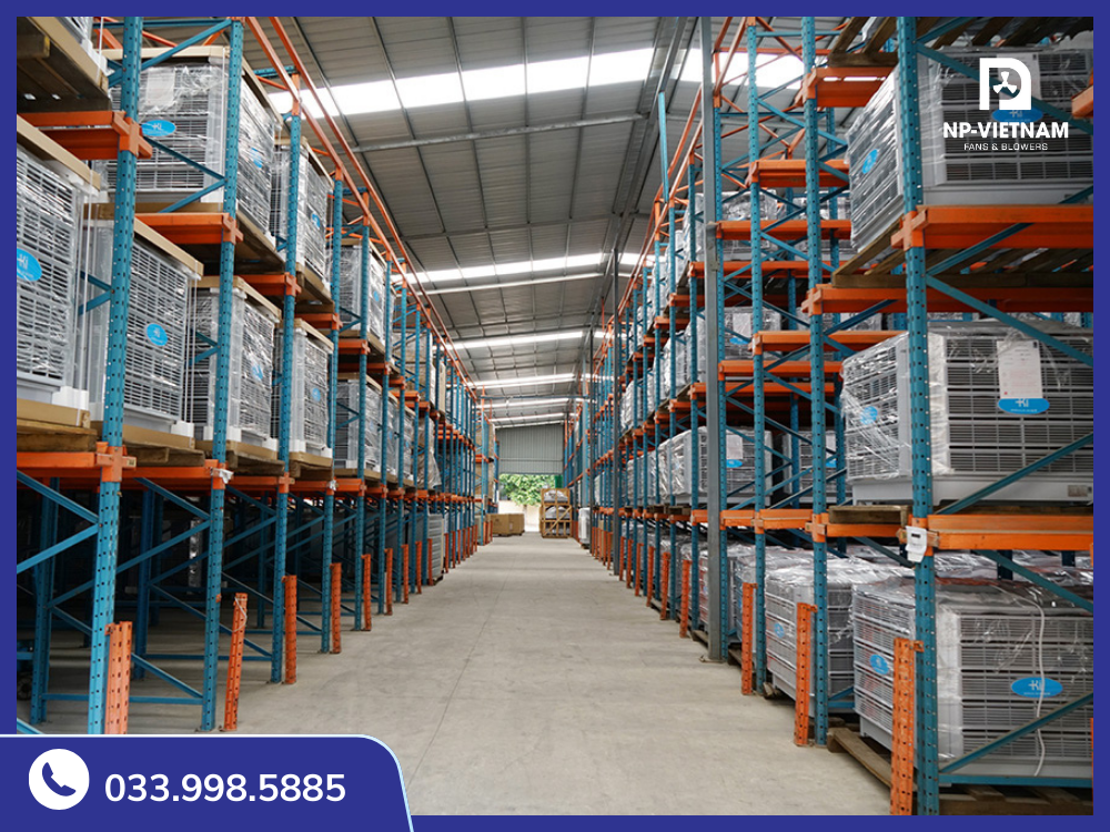 Kho xưởng công ty CP Cơ điện lạnh NP luôn sẵn hàng máy làm mát Keruilai KS30 phục vụ nhu cầu khách hàng