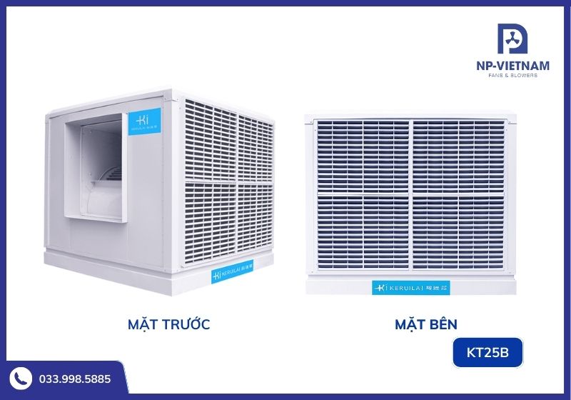 Máy làm mát công nghiệp Keruilai KT25 vỏ thép sơn tĩnh điện, lưu lượng 25.000m3/h