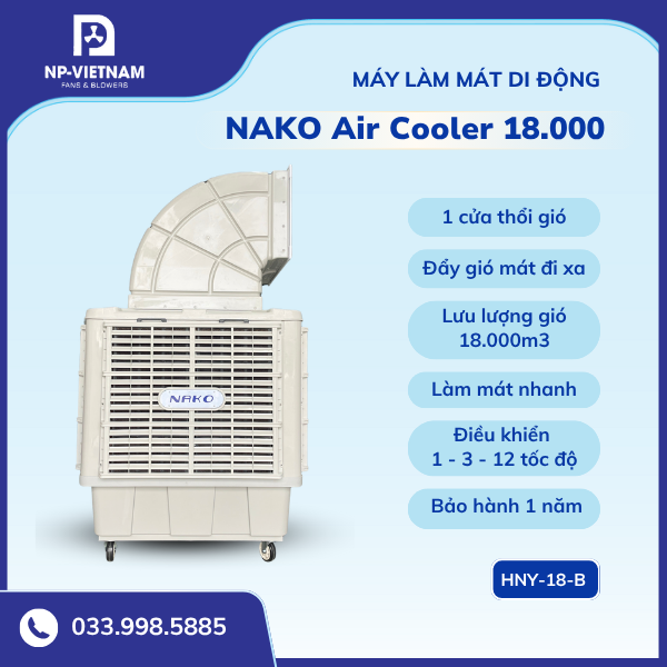 Máy làm mát công nghiệp di động NAKO Air Cooler 18000 1 cửa thổi