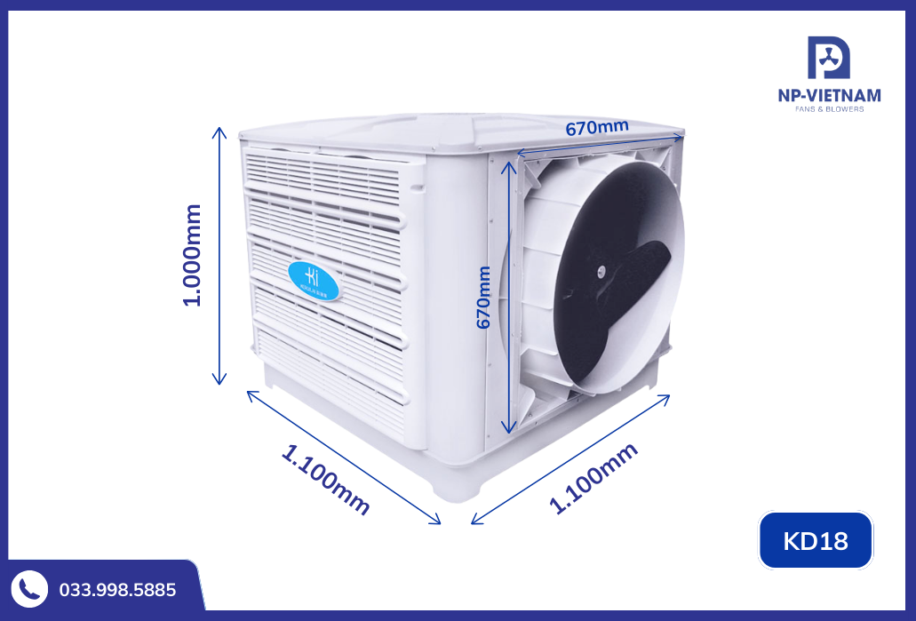 Thông số kích thước chi tiết của máy làm mát Munters Keruilai KD18