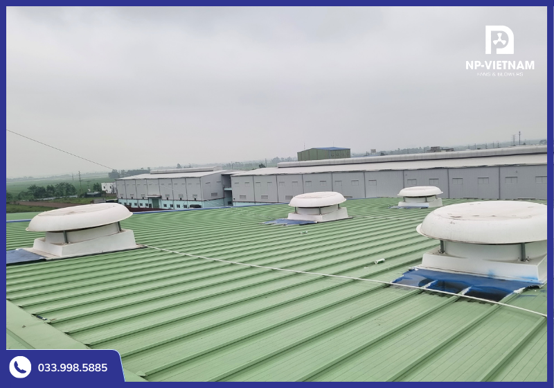 Quạt thông gió mái giúp thoát khí nóng tích tụ trên cao, nâng cao hiệu quả làm mát tổng thể