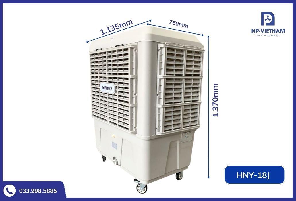 Thông số kích thước chi tiết quạt hơi nước công nghiệp NAKO HNY 18J