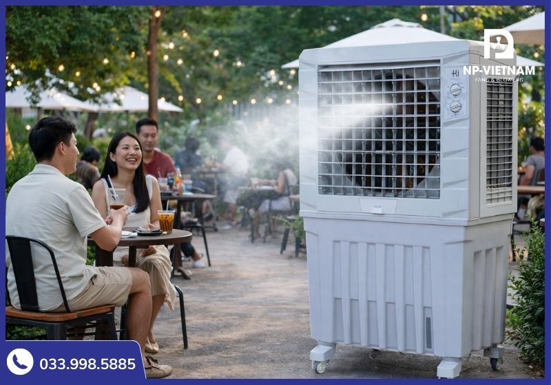 Quạt hơi nước di động là lựa chọn hàng đầu cho các không gian mở và sự kiện