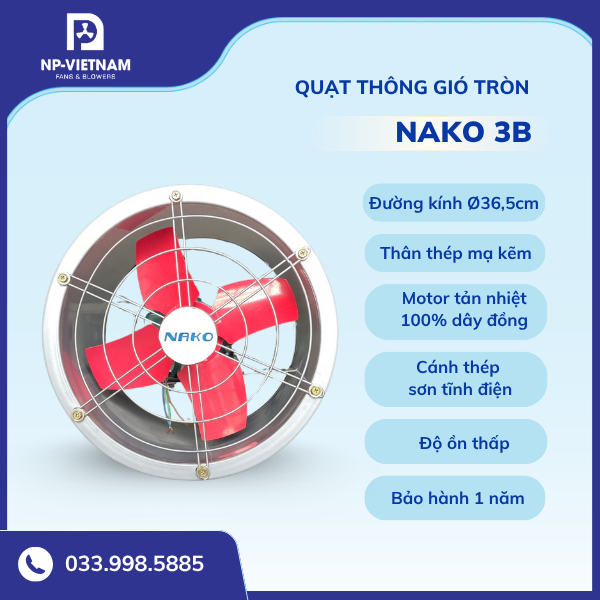 Quạt thông gió tròn 3B - 220V NAKO