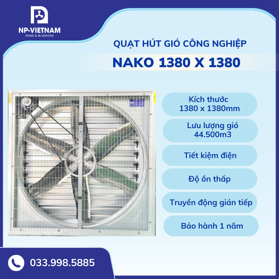 Quạt hút công nghiệp Nako 1380x1380x400mm
