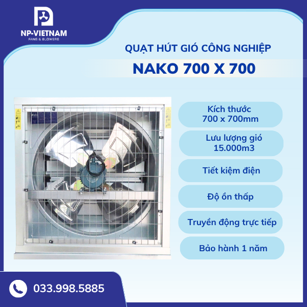 Quạt hút công nghiệp vuông NAKO 700x700