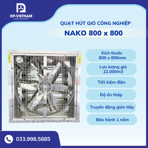 Quạt hút công nghiệp vuông 800x800 NAKO