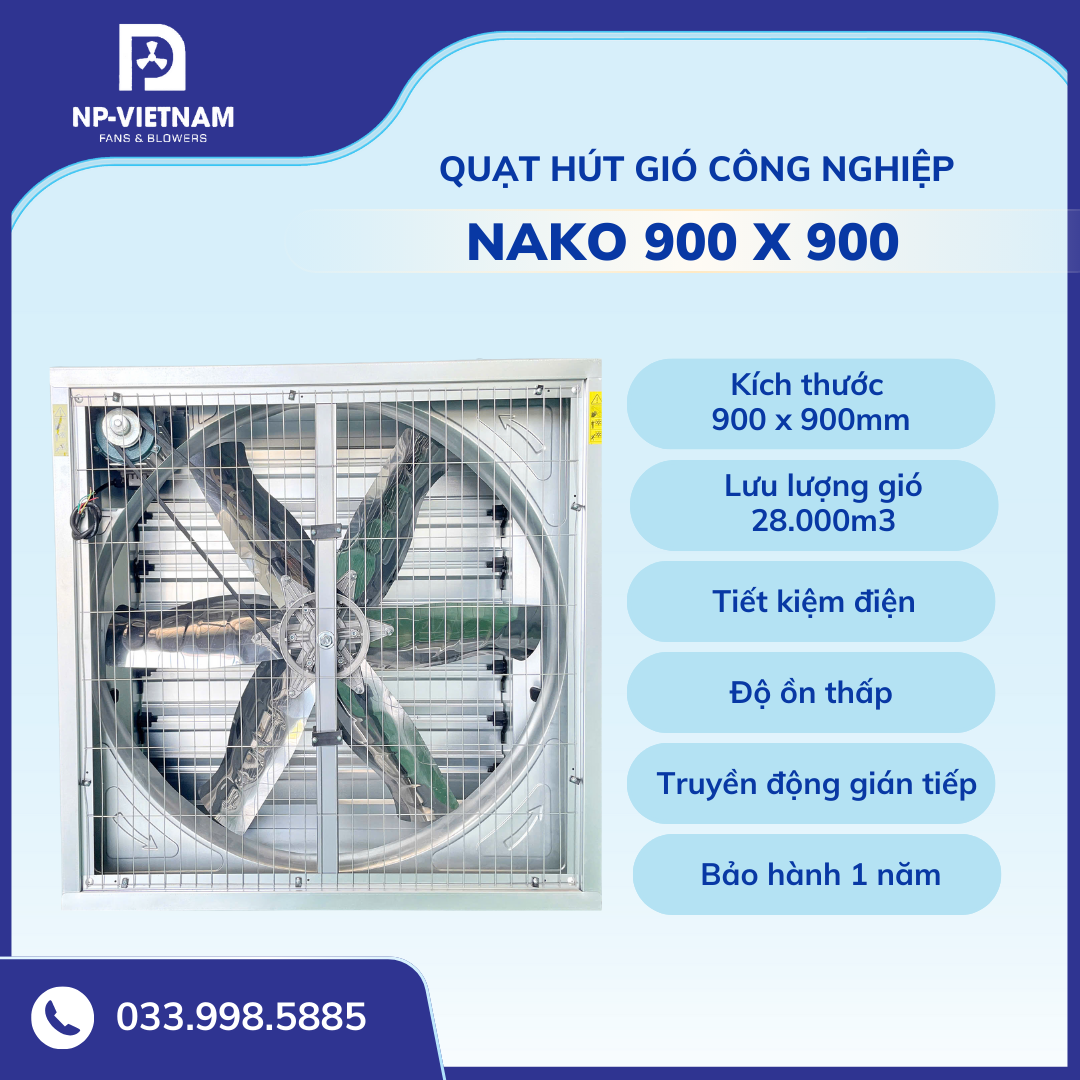 Quạt hút công nghiệp NAKO 900x900x400mm