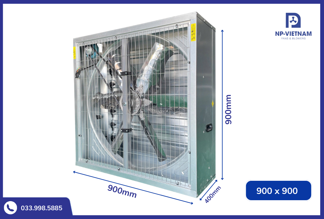 Thông số kích thước chi tiết quạt thông gió NAKO 900x900