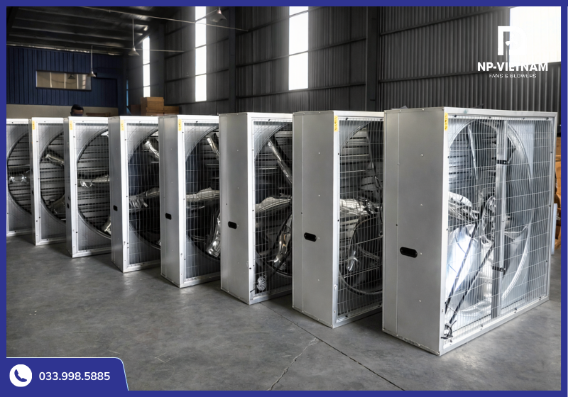 Qdạng vuông inox – kẽm, lưu lượng gió lớn, phù hợp nhà xưởng quy mô vừa và lớn.