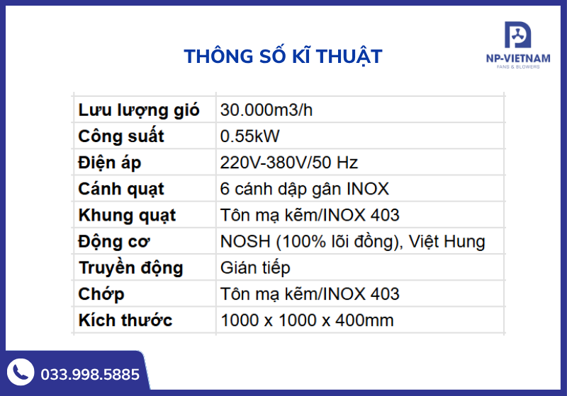 Bảng thông số kĩ thuật chi tiết sản phẩm