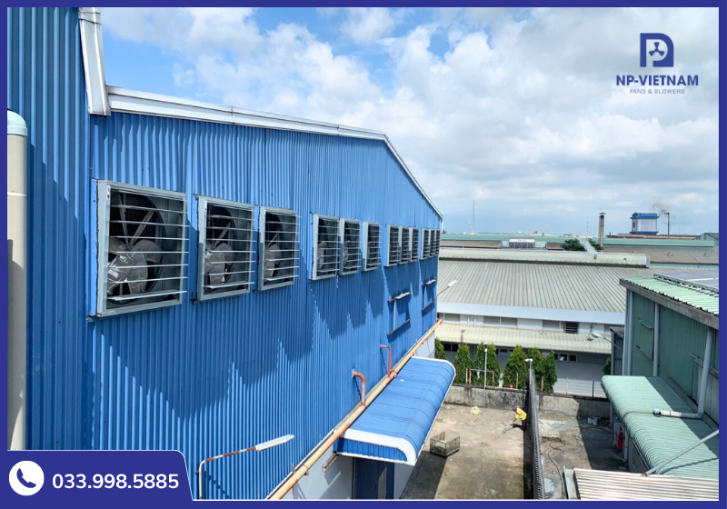 Quạt hút công nghiệp 1000x1000 NAKO được ứng dụng trong nhiều nhà xưởng