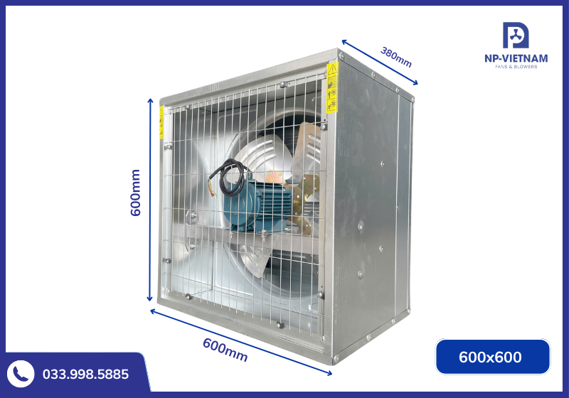 Thông số kích thước chi tiết quạt hút công nghiệp NAKO 600x600