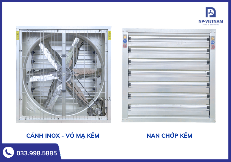 Thiết kế mặt trước và mặt sau của quạt thông gió công nghiệp 1000x1000
