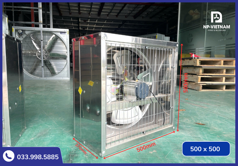 Thông số kích thước chi tiết quạt thông gió 500x500 thương hiệu NAKO