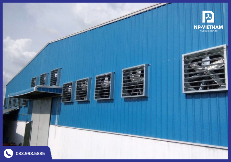 Quạt thông gió công nghiệp NAKO lắp đặt trong nhà xưởng