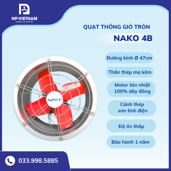 Quạt thông gió tròn NAKO 4B - 220V