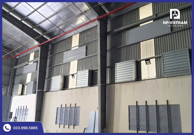 Hệ thống quạt thông gió giúp cải thiện môi trường làm việc trong nhà xưởng tại Đà Nẵng.