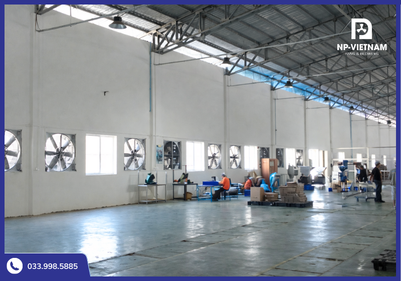 Giải pháp quạt thông gió công nghiệp giúp nhà xưởng tại Hải Phòng giảm nhiệt hiệu quả, thông thoáng và tiết kiệm điện