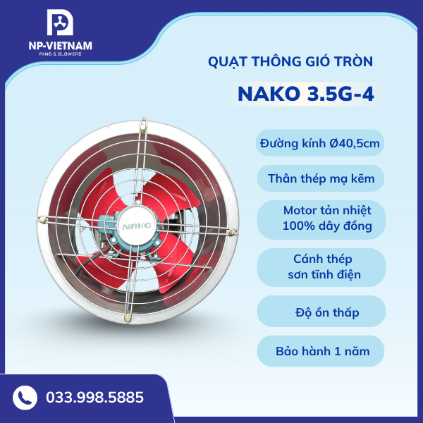 Quạt thông gió tròn NAKO 3.5G-4