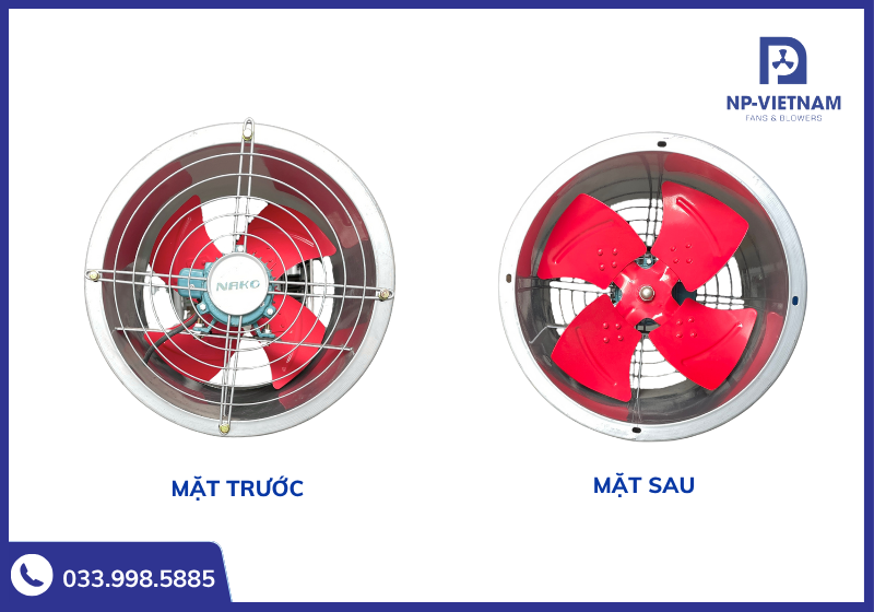 Mặt trước và mặt sau của sản phẩm quạt NAKO