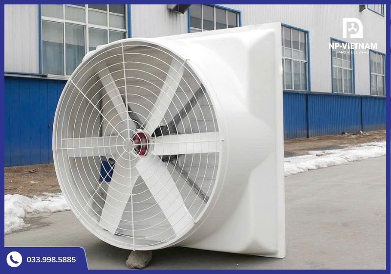 Quạt compisute truyền động gián tiếp với cánh FRP trắng