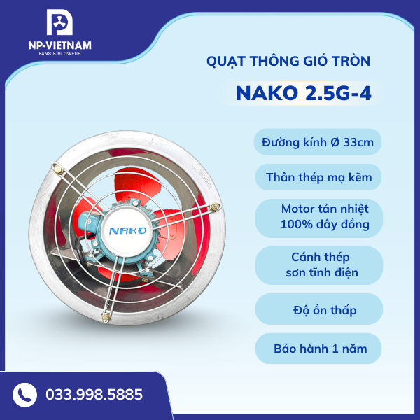 Quạt thông gió tròn NAKO 3.5G-4 - 220V