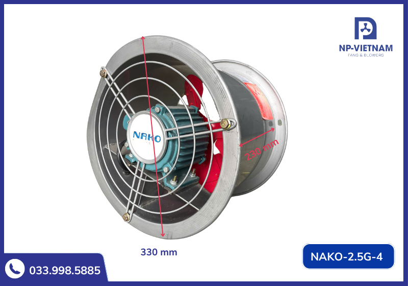 Thông số kích thước chi tiết của quạt tròn công nghiệp NAKO