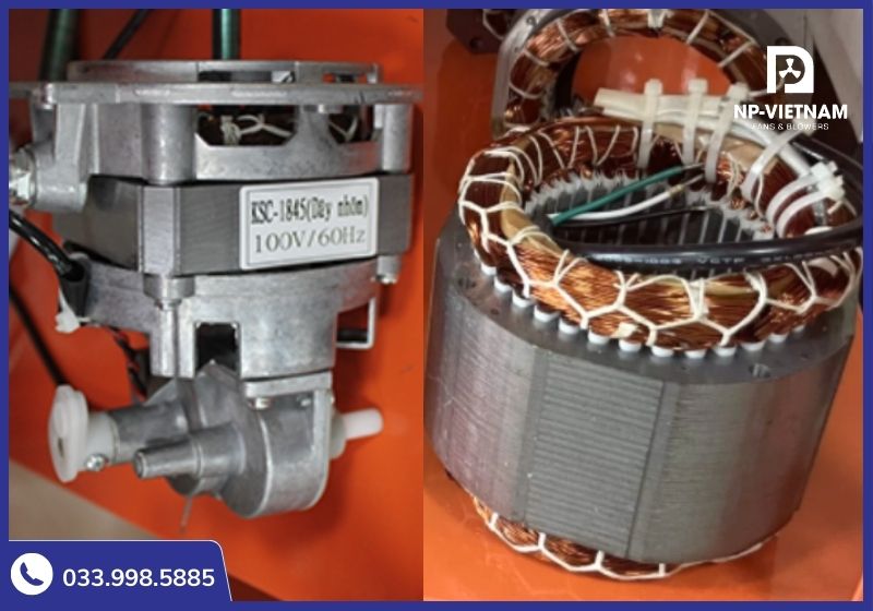 Quạt hơi nước chất lượng thấp dùng dây nhôm (trái) rất nhanh cháy so với dây đồng (phải)